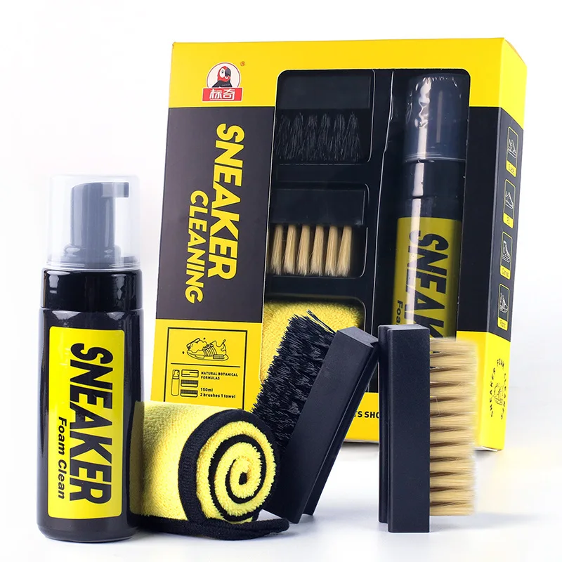 Sneaker Cleaning Kit - 水なしフォームスニーカークリーナー 150 ミリリットル靴クリーナーフォームドライクリーニングスーツ靴ブラシ靴布白い靴、スエード、ブーツの作業