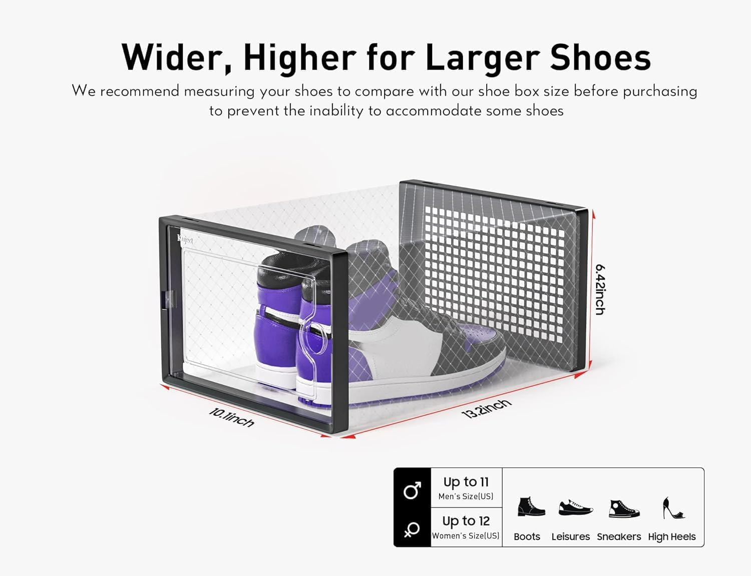 12個入り透明プラスチック製靴収納ボックス、前面開き扉付き、 - Sneaker Case のレビューと価格