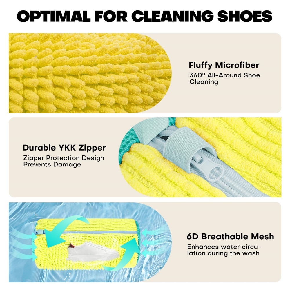 洗濯機と乾燥機用の再利用可能な靴洗い用ランドリーバッグ -  - Sneaker Cleaning Kit のレビューと価格