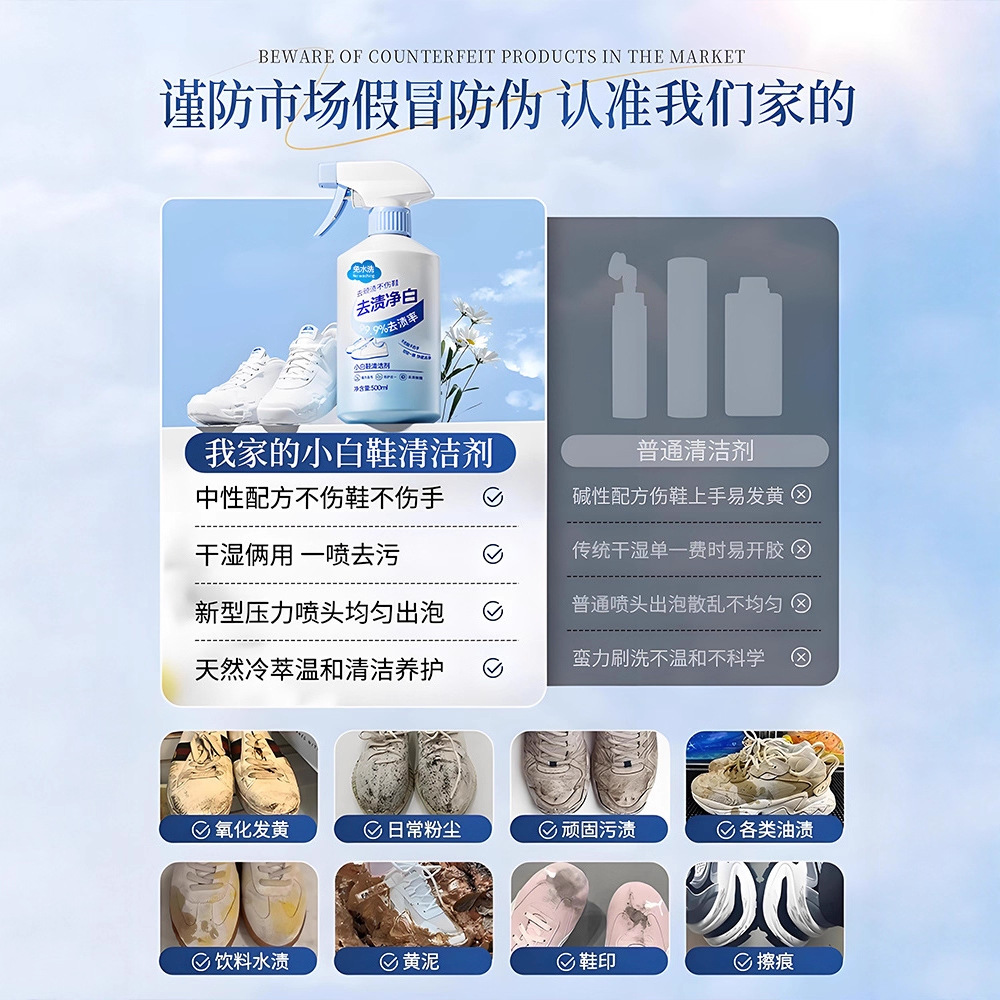 500ml ホワイトシューズクリーナー 洗浄不要 ドライクリ - Sneaker Care Cleaner のレビューと価格